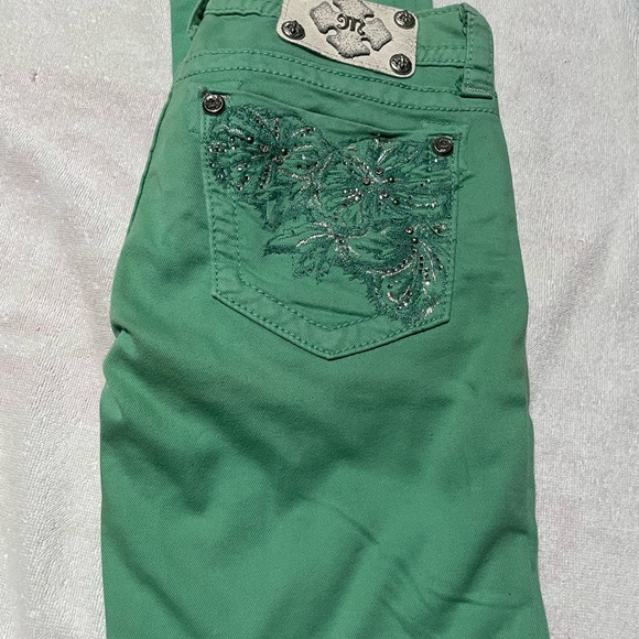 Miss Me Green Skinny Jeans - Picture 5 of 11